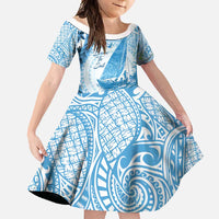New Zealand Sailing Family Matching Tank Maxi Dress and Hawaiian Shirt Aotearoa Yacht Racing - Born To Sail LT14 Daughter's Dress Blue - Polynesian Pride