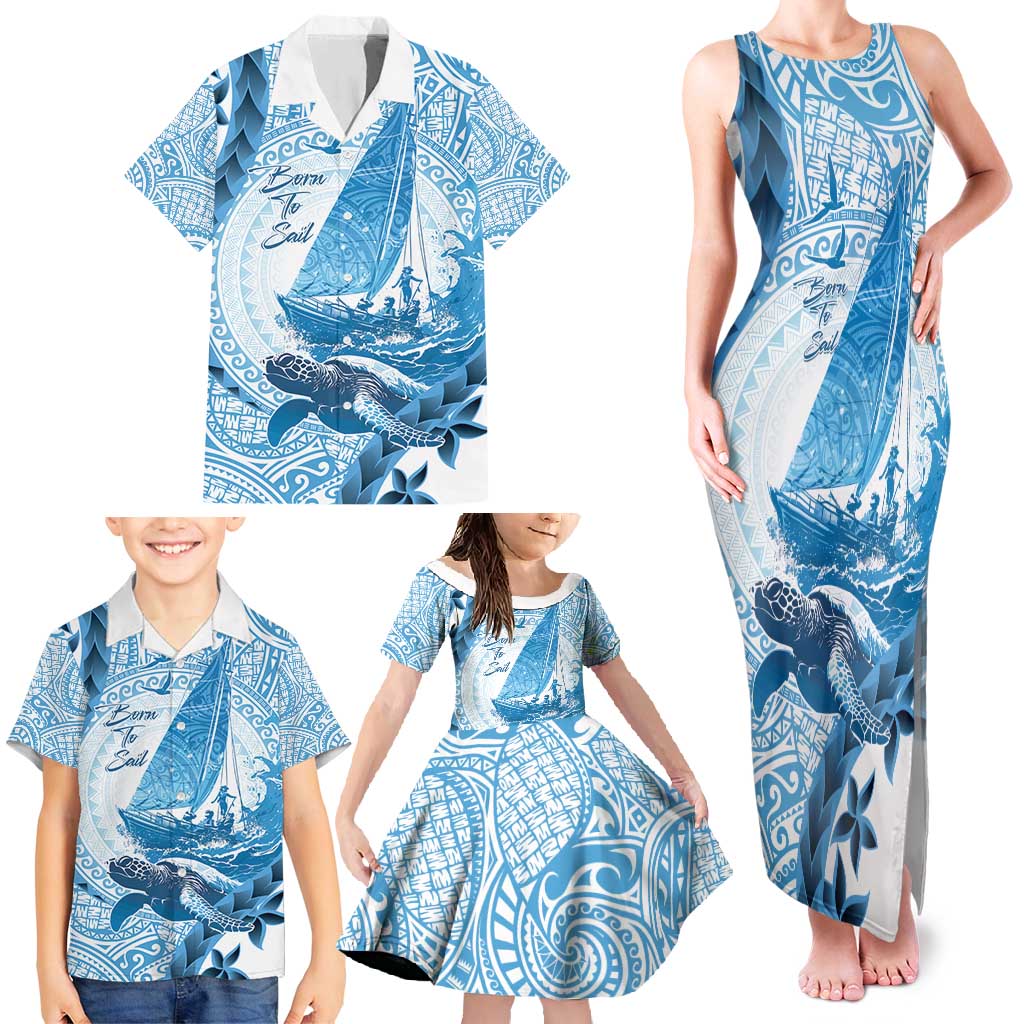 New Zealand Sailing Family Matching Tank Maxi Dress and Hawaiian Shirt Aotearoa Yacht Racing - Born To Sail LT14 - Polynesian Pride