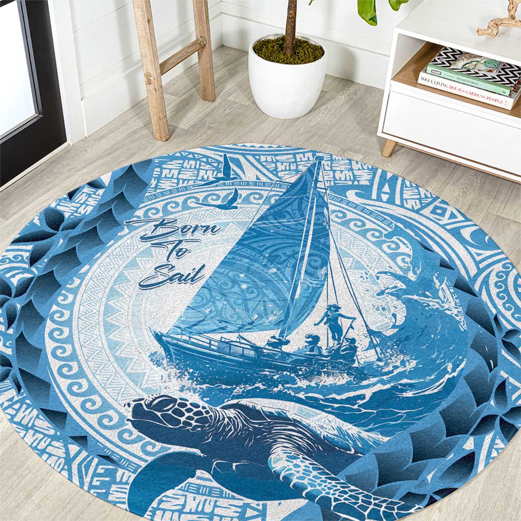 New Zealand Sailing Round Carpet Aotearoa Yacht Racing - Born To Sail LT14 Blue - Polynesian Pride