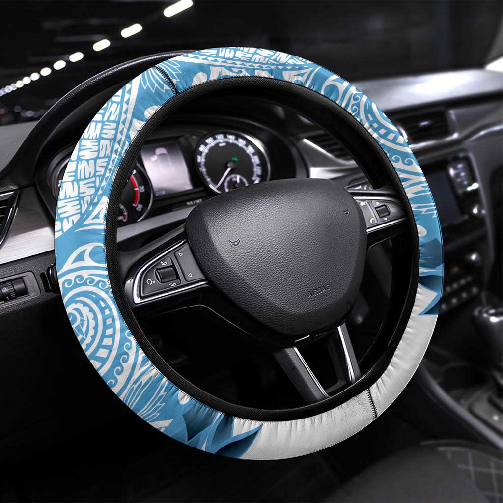 New Zealand Sailing Steering Wheel Cover Aotearoa Yacht Racing - Born To Sail LT14 Universal Fit Blue - Polynesian Pride