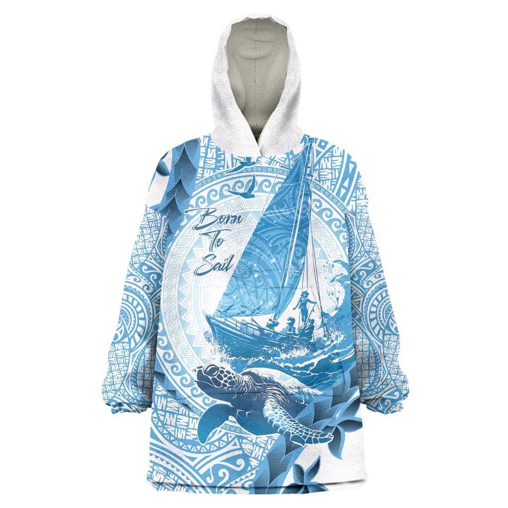 New Zealand Sailing Wearable Blanket Hoodie Aotearoa Yacht Racing - Born To Sail LT14 One Size Blue - Polynesian Pride