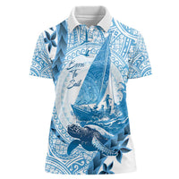 New Zealand Sailing Women Polo Shirt Aotearoa Yacht Racing - Born To Sail LT14 Female Blue - Polynesian Pride