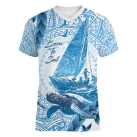 New Zealand Saling Women V-Neck T-Shirt Aotearoa Yacht Racing - Born To Sail