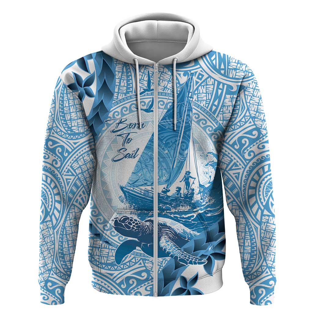 New Zealand Sailing Zip Hoodie Aotearoa Yacht Racing - Born To Sail LT14 Zip Hoodie Blue - Polynesian Pride