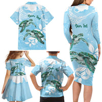 Personalised Polynesia Valentine's Day Family Matching Long Sleeve Bodycon Dress and Hawaiian Shirt SeaTurtle Couple Polynesian - Fairy Sparkles Color LT14 - Polynesian Pride