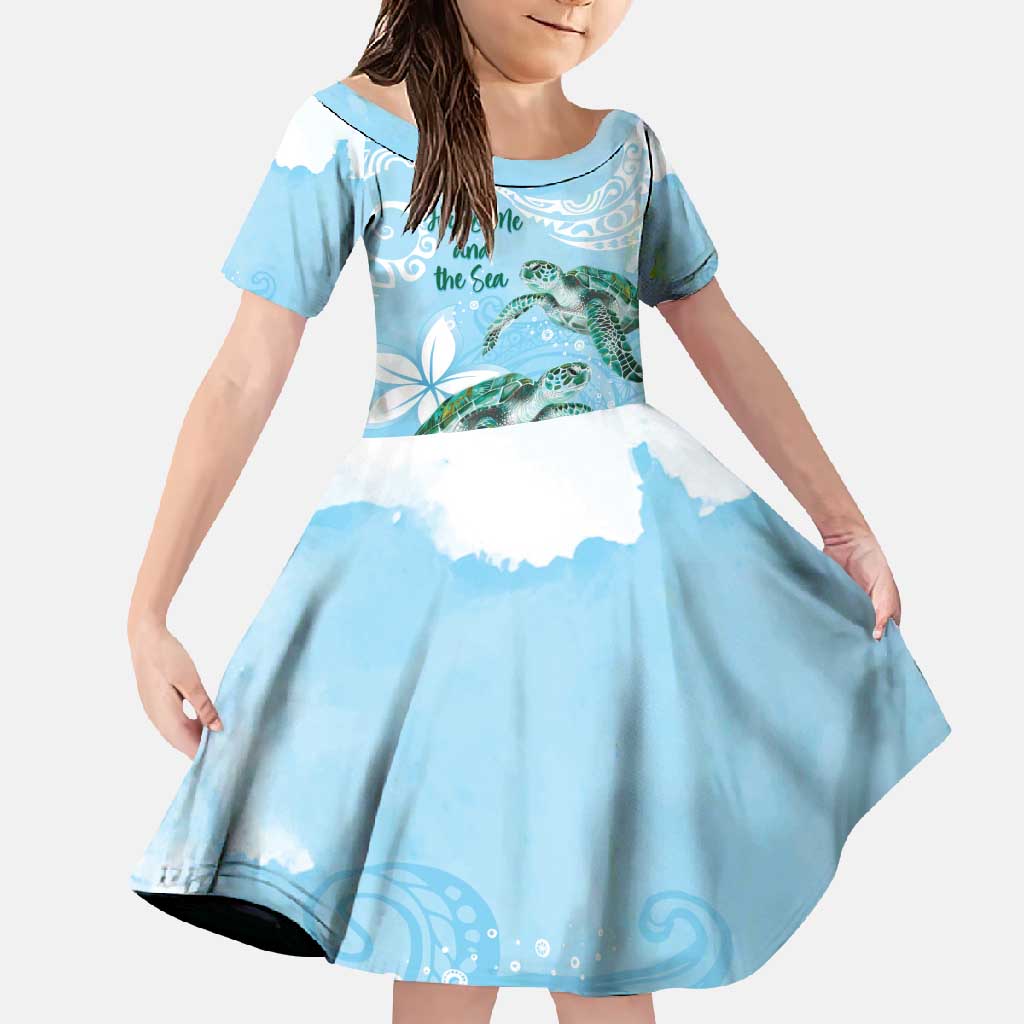 Personalised Polynesia Valentine's Day Family Matching Mermaid Dress and Hawaiian Shirt SeaTurtle Couple Polynesian - Fairy Sparkles Color LT14 Daughter's Dress Blue - Polynesian Pride