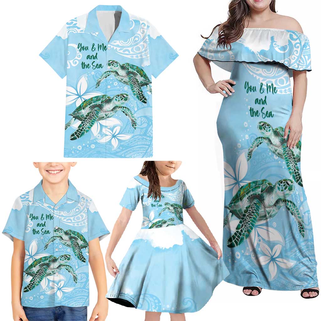 Personalised Polynesia Valentine's Day Family Matching Off Shoulder Maxi Dress and Hawaiian Shirt SeaTurtle Couple Polynesian - Fairy Sparkles Color LT14 - Polynesian Pride