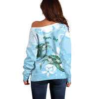 Personalised Polynesia Valentine's Day Off Shoulder Sweater SeaTurtle Couple Polynesian - Fairy Sparkles Color LT14 - Polynesian Pride