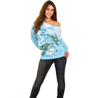 Personalised Polynesia Valentine's Day Off Shoulder Sweater SeaTurtle Couple Polynesian - Fairy Sparkles Color LT14 - Polynesian Pride