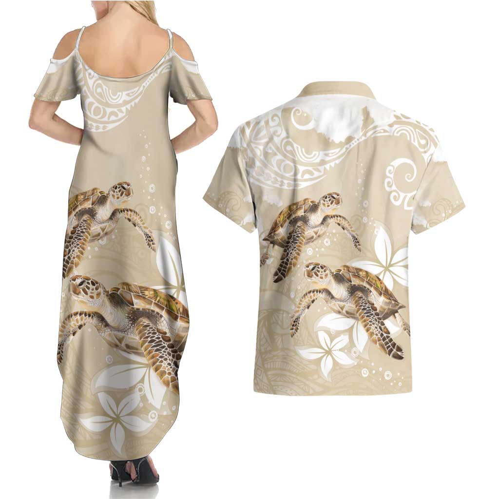 Happy Valentine's Day Polynesia Couples Matching Summer Maxi Dress and Hawaiian Shirt SeaTurtle Couple Polynesian - Pollinate Color