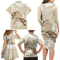 Happy Valentine's Day Polynesia Family Matching Long Sleeve Bodycon Dress and Hawaiian Shirt SeaTurtle Couple Polynesian - Pollinate Color LT14 - Polynesian Pride