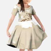 Happy Valentine's Day Polynesia Family Matching Mermaid Dress and Hawaiian Shirt SeaTurtle Couple Polynesian - Pollinate Color LT14 Daughter's Dress Beige - Polynesian Pride