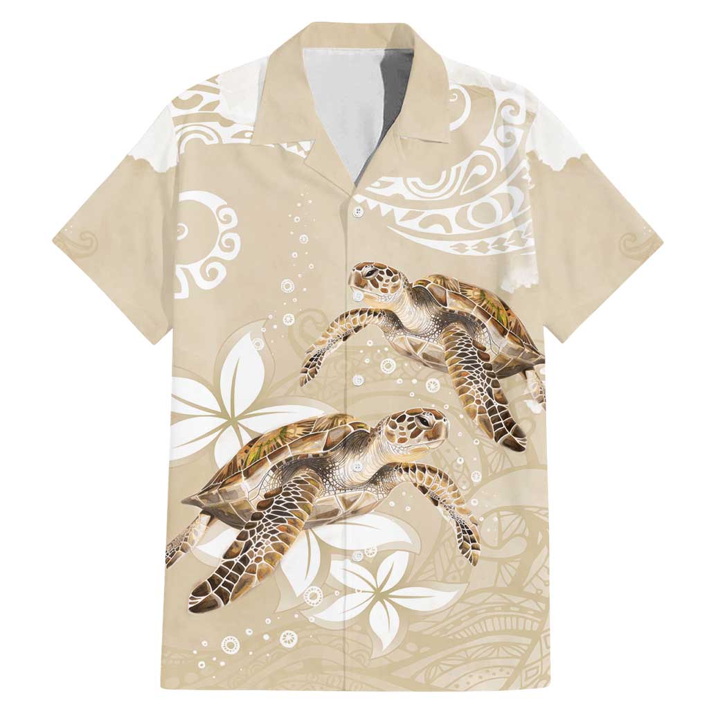Happy Valentine's Day Polynesia Family Matching Mermaid Dress and Hawaiian Shirt SeaTurtle Couple Polynesian - Pollinate Color LT14 Dad's Shirt - Short Sleeve Beige - Polynesian Pride