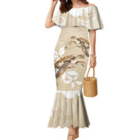 Happy Valentine's Day Polynesia Family Matching Mermaid Dress and Hawaiian Shirt SeaTurtle Couple Polynesian - Pollinate Color LT14 Mom's Dress Beige - Polynesian Pride