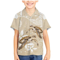 Happy Valentine's Day Polynesia Family Matching Mermaid Dress and Hawaiian Shirt SeaTurtle Couple Polynesian - Pollinate Color LT14 Son's Shirt Beige - Polynesian Pride
