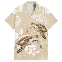 Happy Valentine's Day Polynesia Family Matching Summer Maxi Dress and Hawaiian Shirt SeaTurtle Couple Polynesian - Pollinate Color LT14 Dad's Shirt - Short Sleeve Beige - Polynesian Pride
