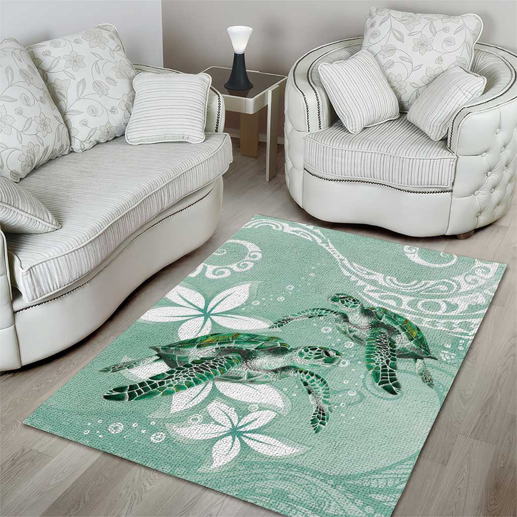 Happy Valentine's Day Polynesia Area Rug SeaTurtle Couple Polynesian - Green Lester Color