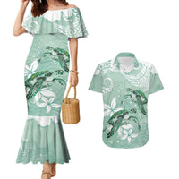 Happy Valentine's Day Polynesia Couples Matching Mermaid Dress and Hawaiian Shirt SeaTurtle Couple Polynesian - Green Lester Color LT14 Green - Polynesian Pride
