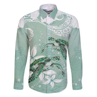 Happy Valentine's Day Polynesia Family Matching Long Sleeve Bodycon Dress and Hawaiian Shirt SeaTurtle Couple Polynesian - Green Lester Color LT14 Dad's Shirt - Long Sleeve Green - Polynesian Pride