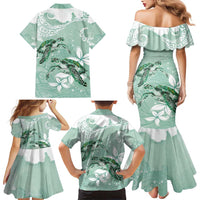 Happy Valentine's Day Polynesia Family Matching Mermaid Dress and Hawaiian Shirt SeaTurtle Couple Polynesian - Green Lester Color LT14 - Polynesian Pride