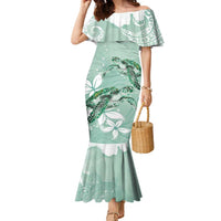 Happy Valentine's Day Polynesia Family Matching Mermaid Dress and Hawaiian Shirt SeaTurtle Couple Polynesian - Green Lester Color LT14 Mom's Dress Green - Polynesian Pride