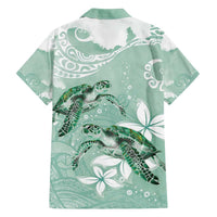 Happy Valentine's Day Polynesia Family Matching Off The Shoulder Long Sleeve Dress and Hawaiian Shirt SeaTurtle Couple Polynesian - Green Lester Color LT14 - Polynesian Pride