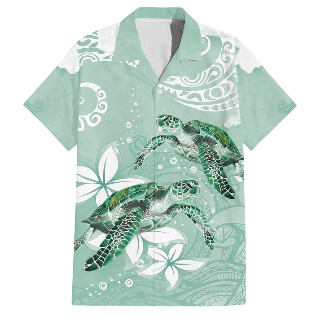 Happy Valentine's Day Polynesia Family Matching Off Shoulder Maxi Dress and Hawaiian Shirt SeaTurtle Couple Polynesian - Green Lester Color LT14 Dad's Shirt - Short Sleeve Green - Polynesian Pride