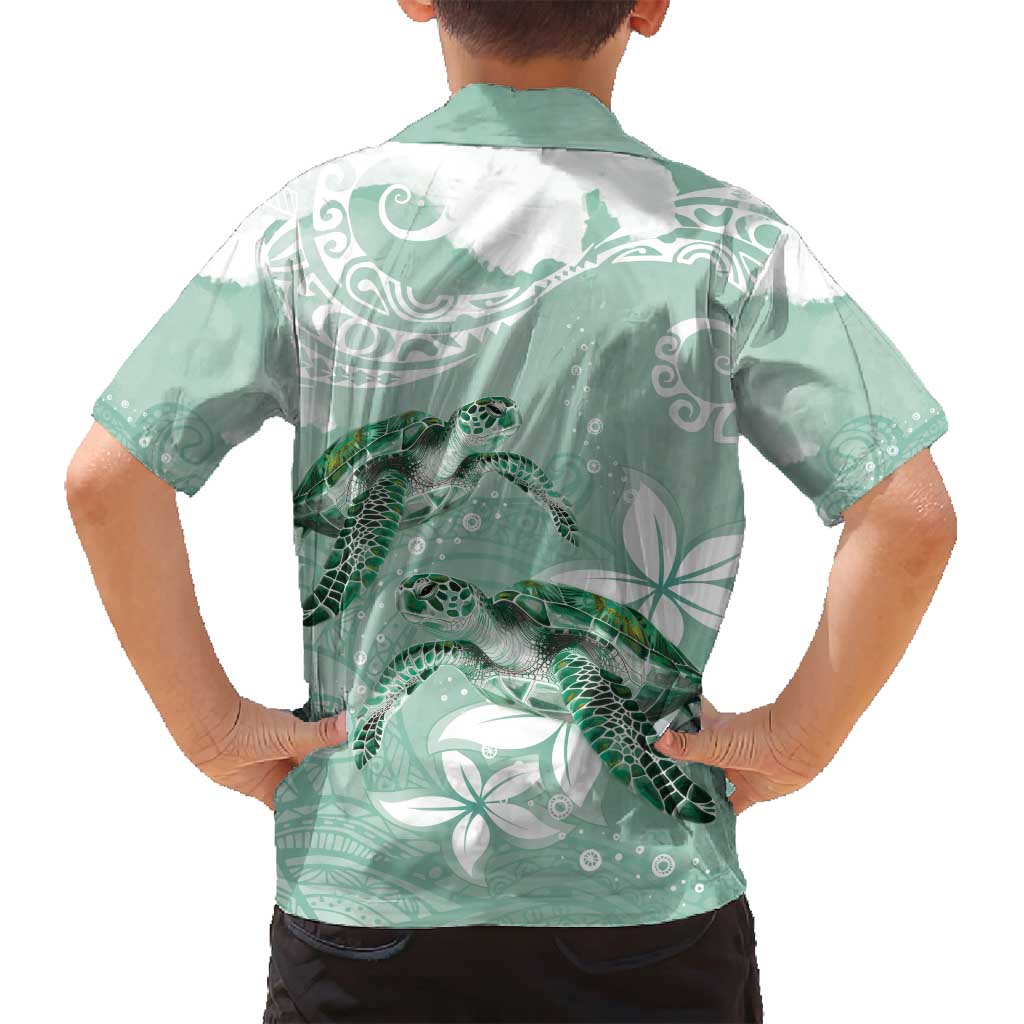Happy Valentine's Day Polynesia Family Matching Puletasi and Hawaiian Shirt SeaTurtle Couple Polynesian - Green Lester Color LT14 - Polynesian Pride
