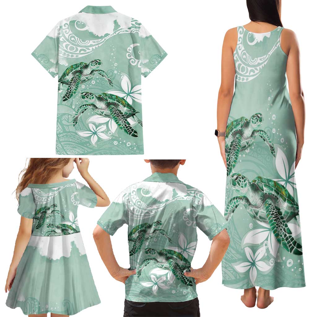 Happy Valentine's Day Polynesia Family Matching Tank Maxi Dress and Hawaiian Shirt SeaTurtle Couple Polynesian - Green Lester Color LT14 - Polynesian Pride