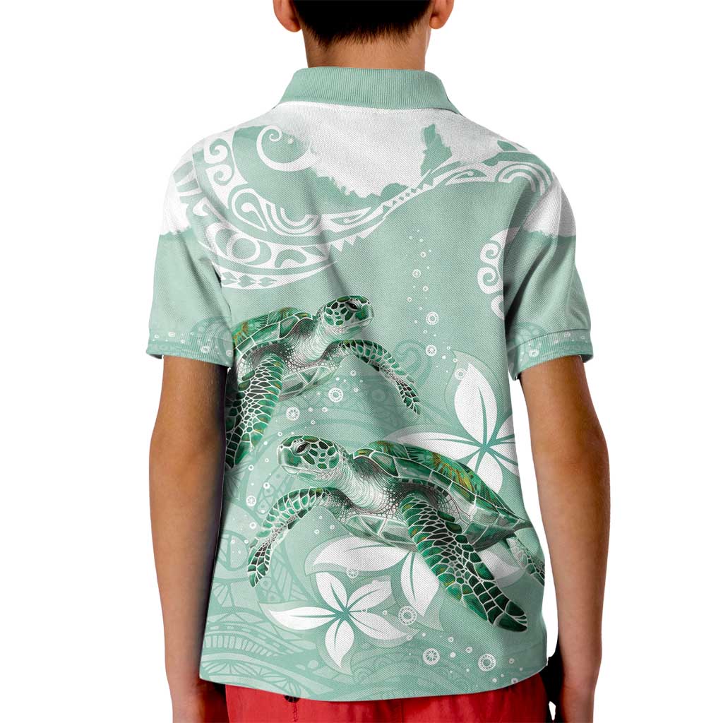 Happy Valentine's Day Polynesia Kid Polo Shirt SeaTurtle Couple Polynesian - Green Lester Color