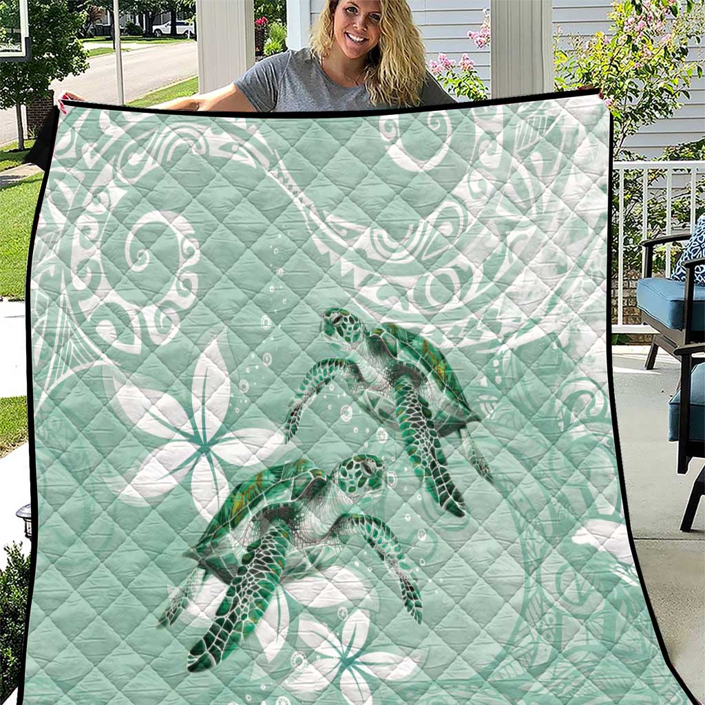 Happy Valentine's Day Polynesia Quilt SeaTurtle Couple Polynesian - Green Lester Color LT14 Green - Polynesian Pride