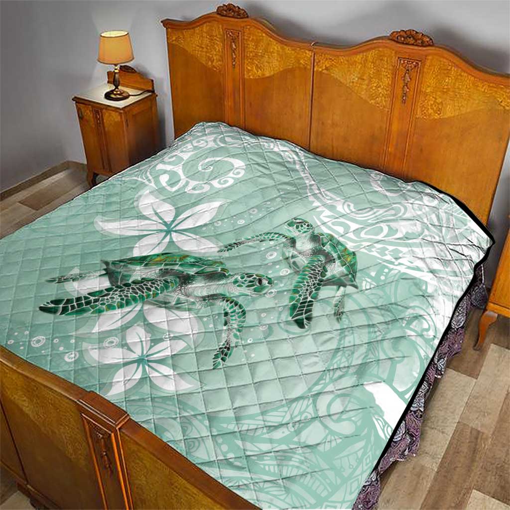 Happy Valentine's Day Polynesia Quilt SeaTurtle Couple Polynesian - Green Lester Color LT14 - Polynesian Pride