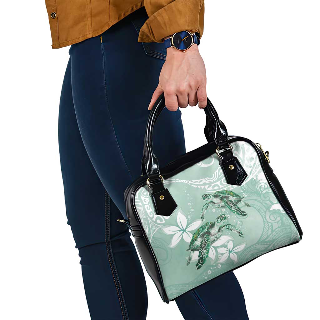 Happy Valentine's Day Polynesia Shoulder Handbag SeaTurtle Couple Polynesian - Green Lester Color