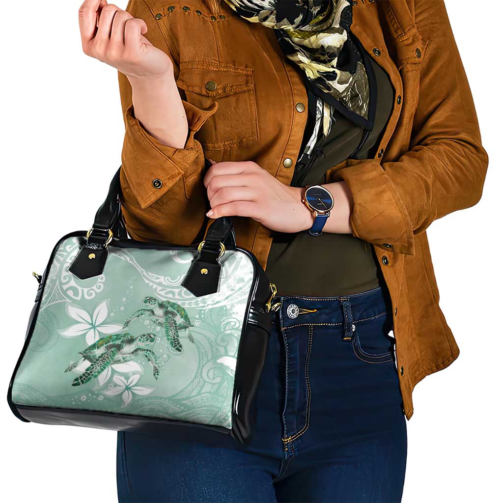 Happy Valentine's Day Polynesia Shoulder Handbag SeaTurtle Couple Polynesian - Green Lester Color