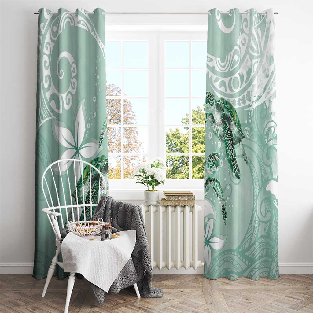 Happy Valentine's Day Polynesia Window Curtain SeaTurtle Couple Polynesian - Green Lester Color