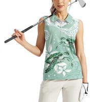 Happy Valentine's Day Polynesia Women Sleeveless Polo Shirt SeaTurtle Couple Polynesian - Green Lester Color