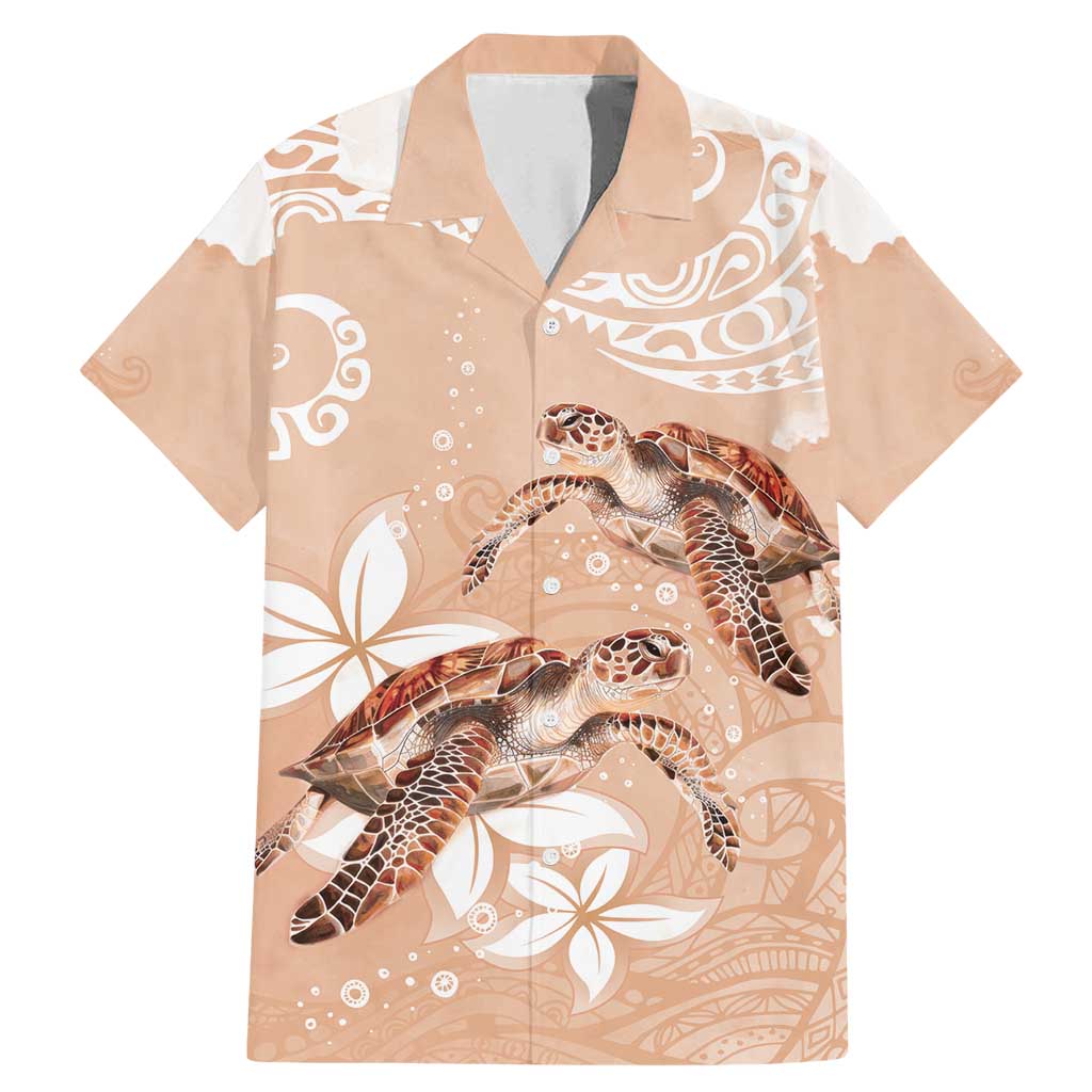 Happy Valentine's Day Polynesia Family Matching Mermaid Dress and Hawaiian Shirt SeaTurtle Couple Polynesian - Desert Sand Color LT14 Dad's Shirt - Short Sleeve Desert Sand - Polynesian Pride