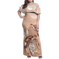 Happy Valentine's Day Polynesia Family Matching Off Shoulder Maxi Dress and Hawaiian Shirt SeaTurtle Couple Polynesian - Desert Sand Color LT14 Mom's Dress Desert Sand - Polynesian Pride