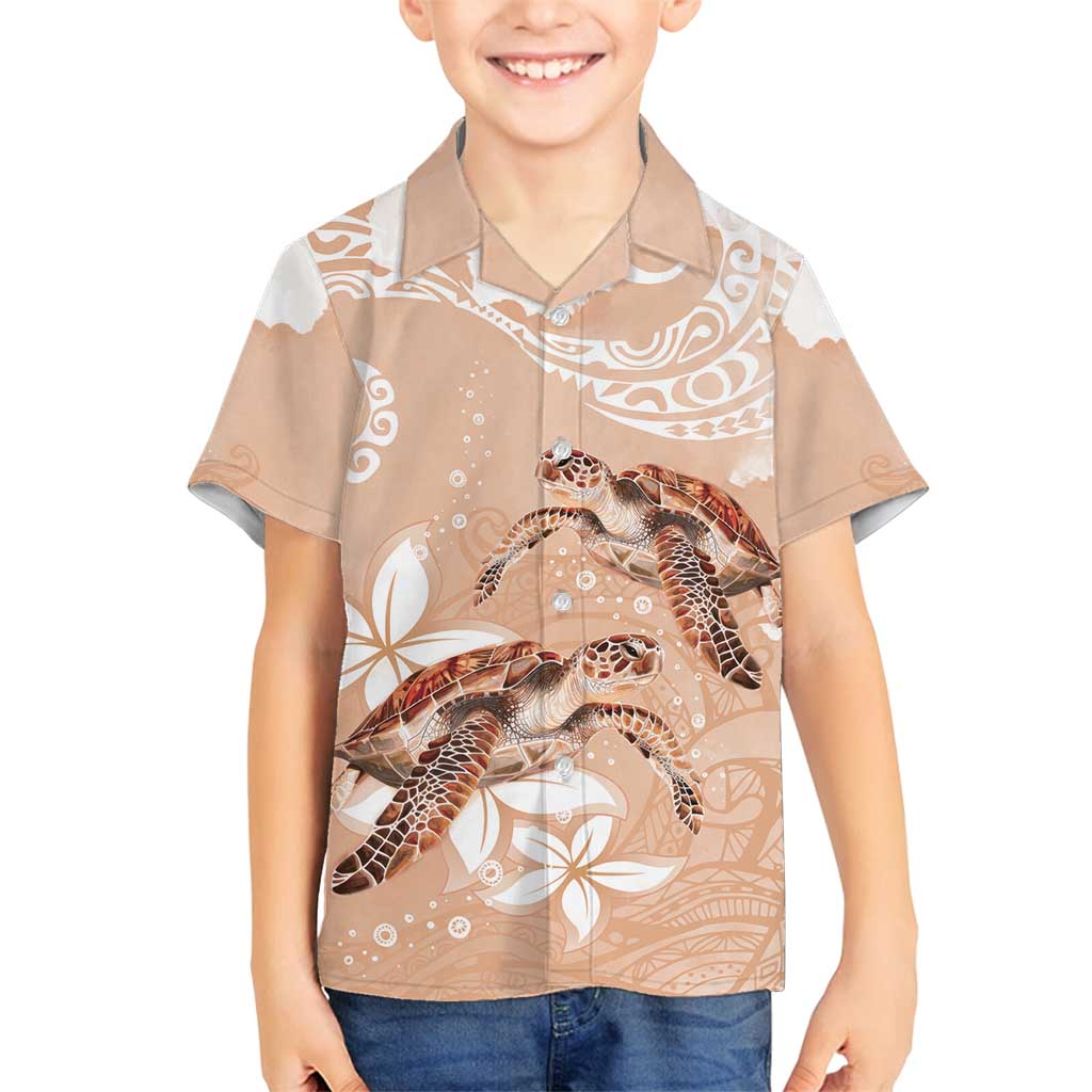 Happy Valentine's Day Polynesia Family Matching Off Shoulder Maxi Dress and Hawaiian Shirt SeaTurtle Couple Polynesian - Desert Sand Color LT14 Son's Shirt Desert Sand - Polynesian Pride