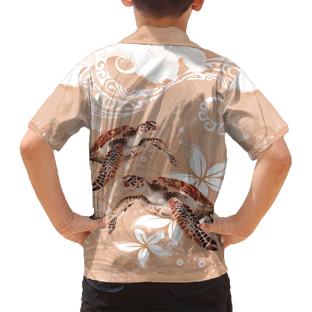 Happy Valentine's Day Polynesia Family Matching Puletasi and Hawaiian Shirt SeaTurtle Couple Polynesian - Desert Sand Color LT14 - Polynesian Pride