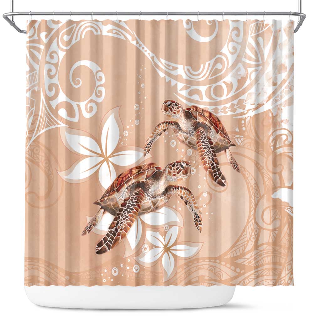 Happy Valentine's Day Polynesia Shower Curtain SeaTurtle Couple Polynesian - Desert Sand Color LT14 Desert Sand - Polynesian Pride