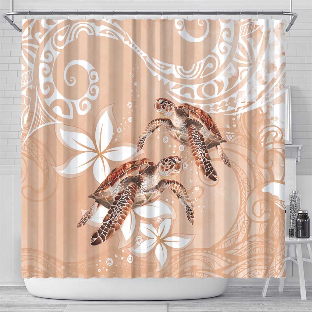 Happy Valentine's Day Polynesia Shower Curtain SeaTurtle Couple Polynesian - Desert Sand Color LT14 - Polynesian Pride