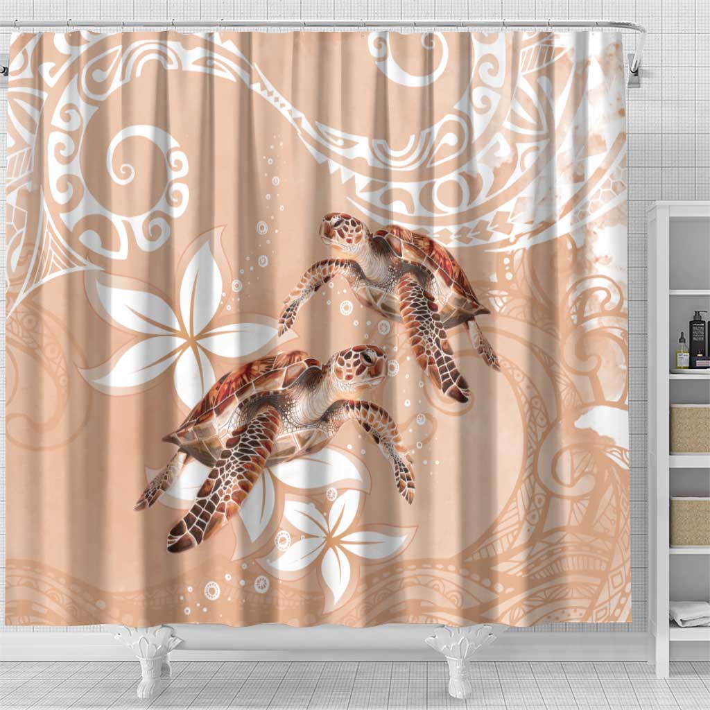 Happy Valentine's Day Polynesia Shower Curtain SeaTurtle Couple Polynesian - Desert Sand Color LT14 - Polynesian Pride