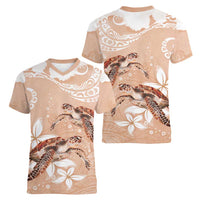 Happy Valentine's Day Polynesia Women V-Neck T-Shirt SeaTurtle Couple Polynesian - Desert Sand Color