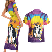 Hawaii Penguin Couple Couples Matching Short Sleeve Bodycon Dress and Hawaiian Shirt You Are My Valentine - Tropical Sunset Vibes LT14 - Polynesian Pride
