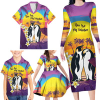 Hawaii Penguin Couple Family Matching Long Sleeve Bodycon Dress and Hawaiian Shirt You Are My Valentine - Tropical Sunset Vibes LT14 - Polynesian Pride