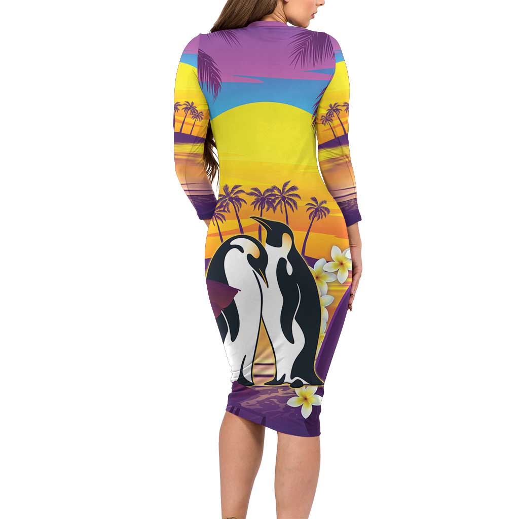 Hawaii Penguin Couple Family Matching Long Sleeve Bodycon Dress and Hawaiian Shirt You Are My Valentine - Tropical Sunset Vibes LT14 - Polynesian Pride