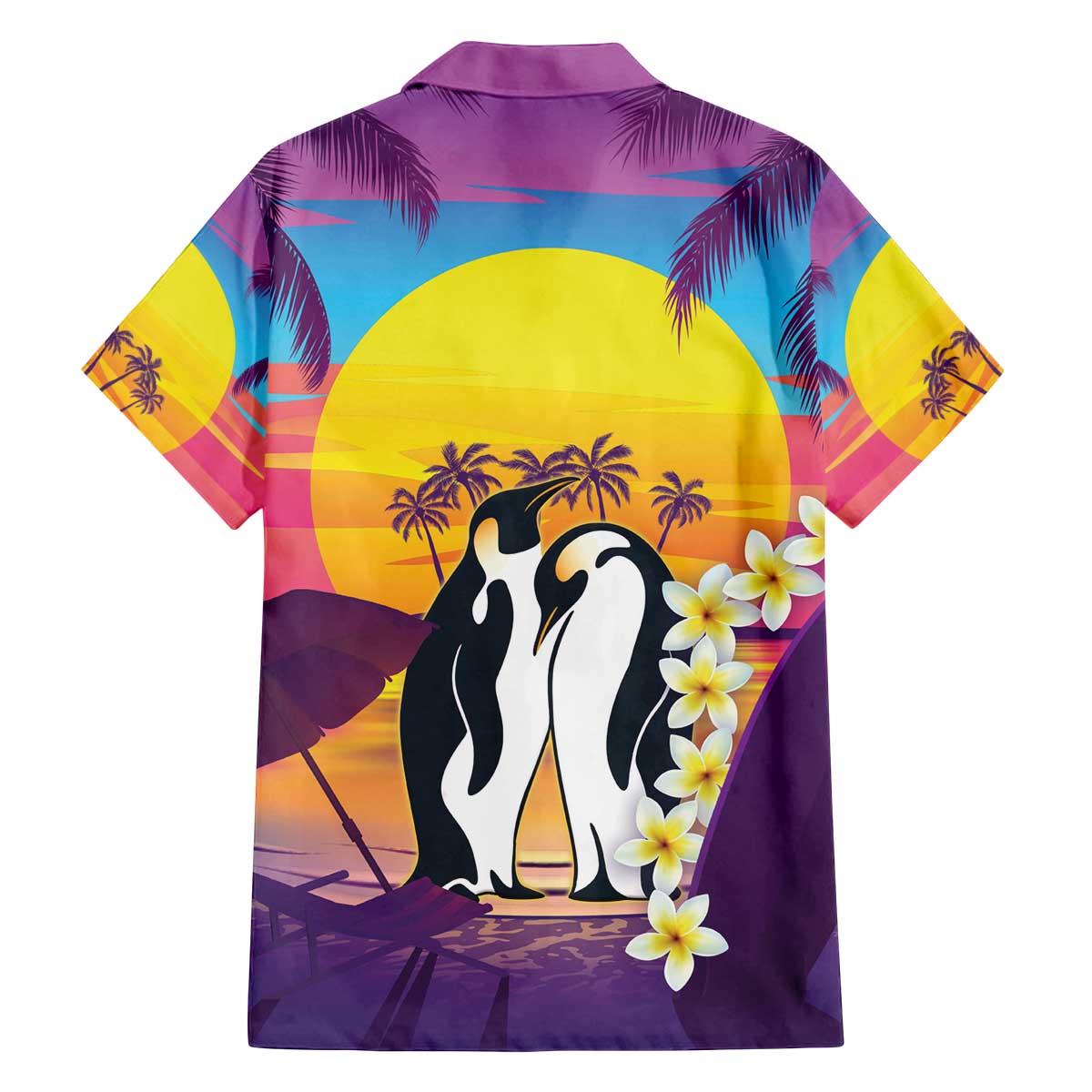 Hawaii Penguin Couple Family Matching Off The Shoulder Long Sleeve Dress and Hawaiian Shirt You Are My Valentine - Tropical Sunset Vibes LT14 - Polynesian Pride
