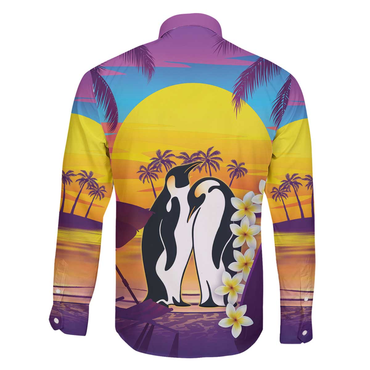 Hawaii Penguin Couple Family Matching Off The Shoulder Long Sleeve Dress and Hawaiian Shirt You Are My Valentine - Tropical Sunset Vibes LT14 - Polynesian Pride