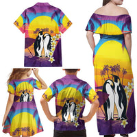 Hawaii Penguin Couple Family Matching Off Shoulder Maxi Dress and Hawaiian Shirt You Are My Valentine - Tropical Sunset Vibes LT14 - Polynesian Pride